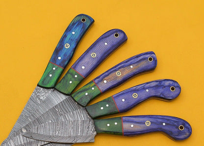 Professional Damascus Steel 5Piece Chef Knife Collection  Pakka Handle 3