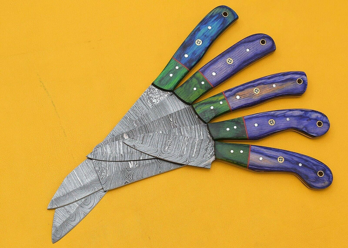 Professional Damascus Steel 5Piece Chef Knife Collection  Pakka Handle 2
