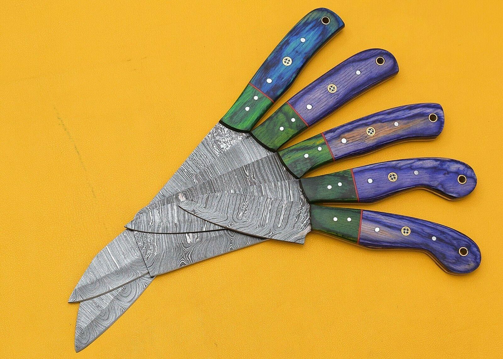 Professional Damascus Steel 5Piece Chef Knife Collection  Pakka Handle 2