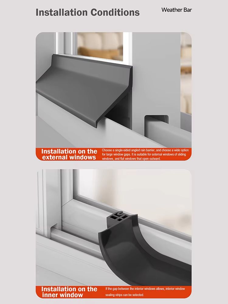 Aluminum Alloy Window Water Deflector  Waterproof Blocking Bar  Sealing Strip For Home Windows 4