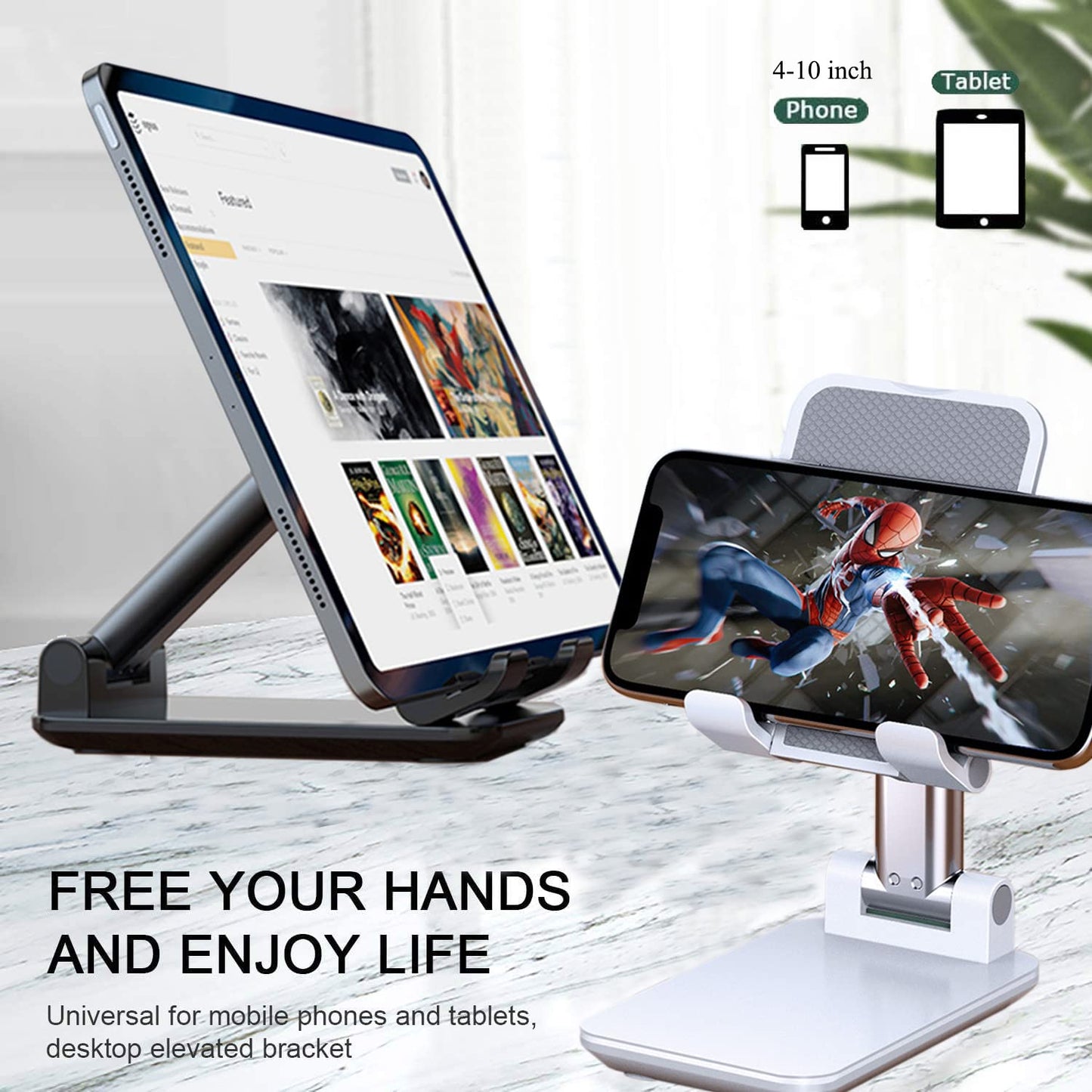 Foldable Portable Adjustable Phone Stand For Desk Compatible With IPhone And All Smartphones 1