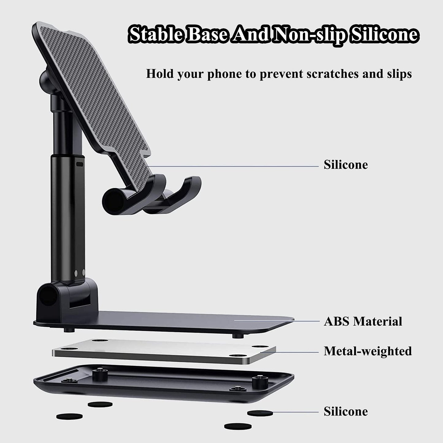 Foldable Portable Adjustable Phone Stand For Desk Compatible With IPhone And All Smartphones 5