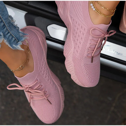 Breathable Women Sneakers Casual, Lace Up Flats, Summer Female Vulcanized Running Shoes, Stylish Sports Shoes for Women