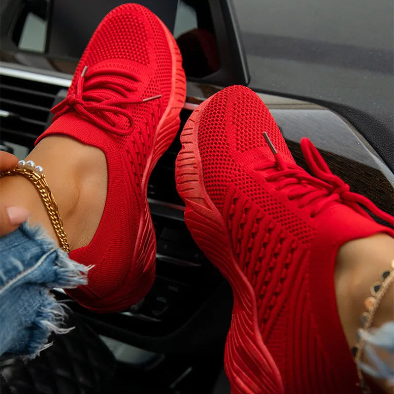 Breathable Women Sneakers Casual Lace Up Flats Summer Female Vulcanized Running Shoes Stylish Sport 2