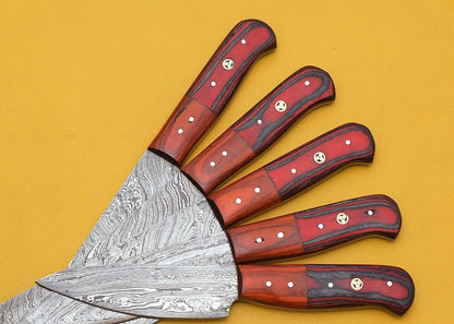 Exclusive Handmade Damascus Kitchen Knives Set Of 5  Premium Quality 3