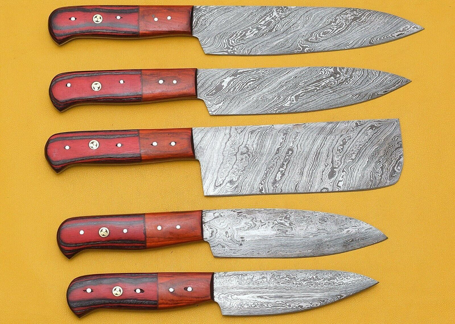 Exclusive Handmade Damascus Kitchen Knives Set Of 5  Premium Quality 1