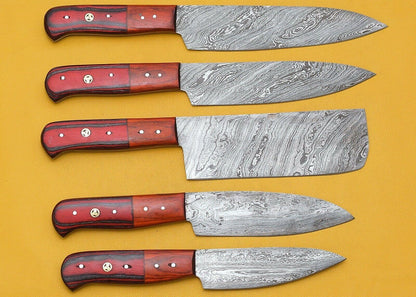 Exclusive Handmade Damascus Kitchen Knives Set Of 5  Premium Quality 1