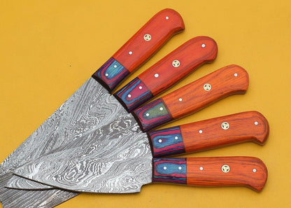 Exclusive Handmade Damascus Kitchen Knives Set Of 5 3