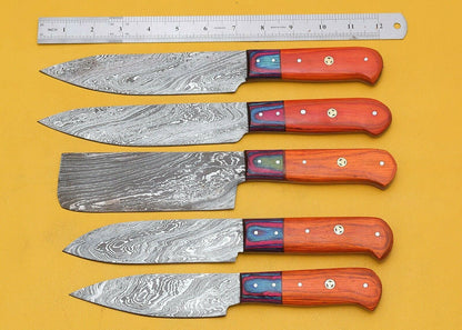 Exclusive Handmade Damascus Kitchen Knives Set Of 5 2
