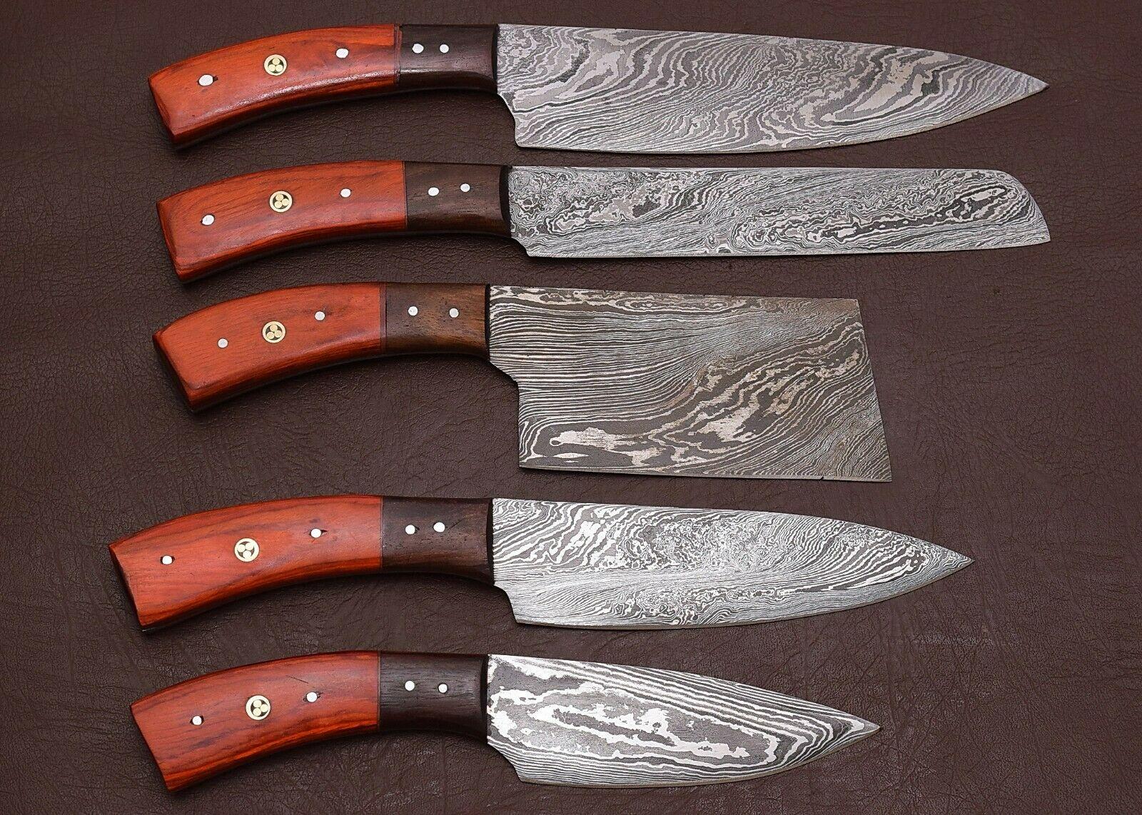 Master Chef Handmade Damascus Knives Set  Kitchen Collection Of 5 1