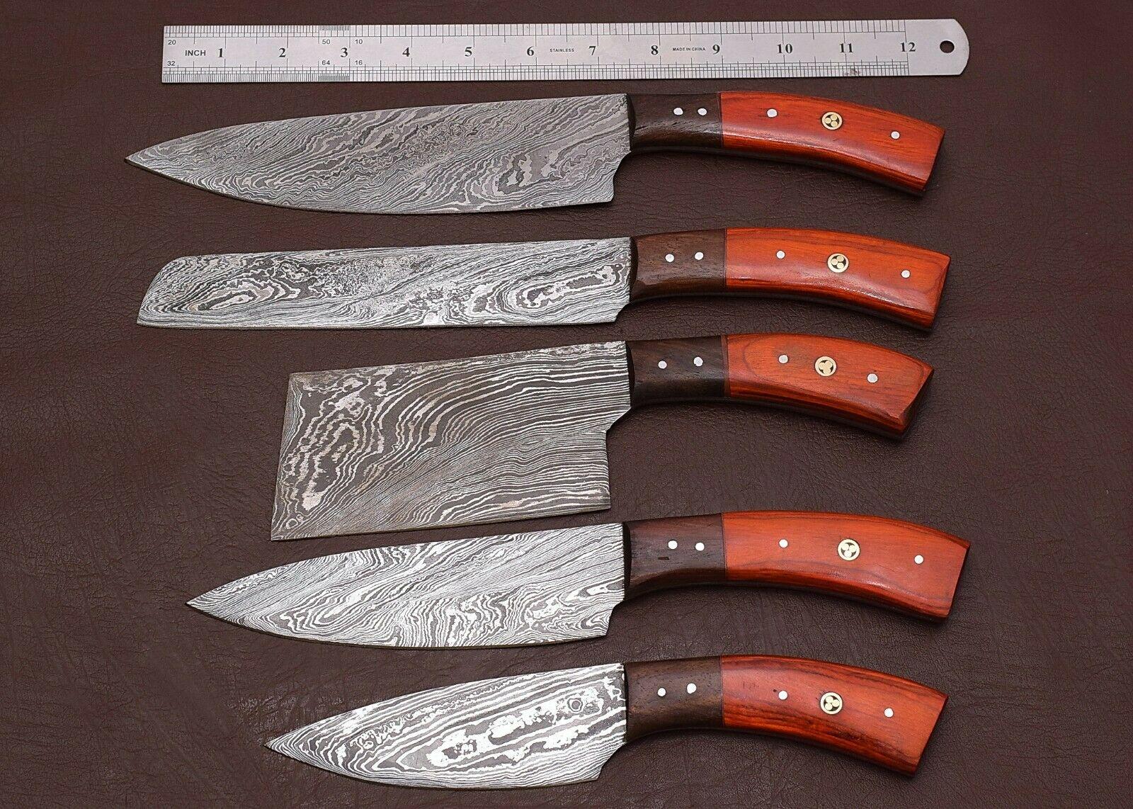 Master Chef Handmade Damascus Knives Set – Kitchen Collection of 5