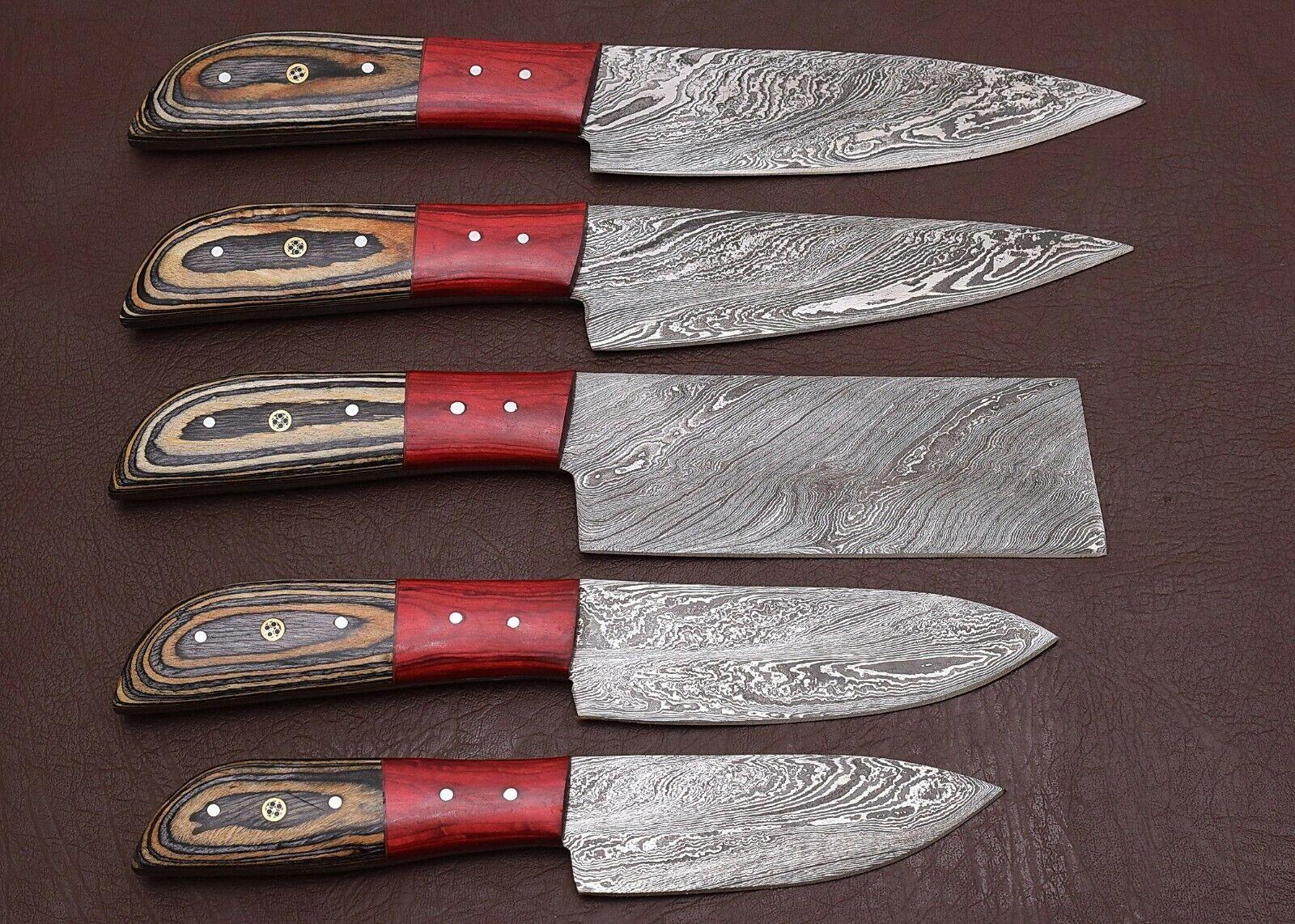 HandForged Damascus Steel Chef Knife Set Of 5 With Pakka Wood Handles 2