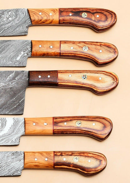 Luxury Handmade Damascus Kitchen Knife Collection  5Piece Set 2