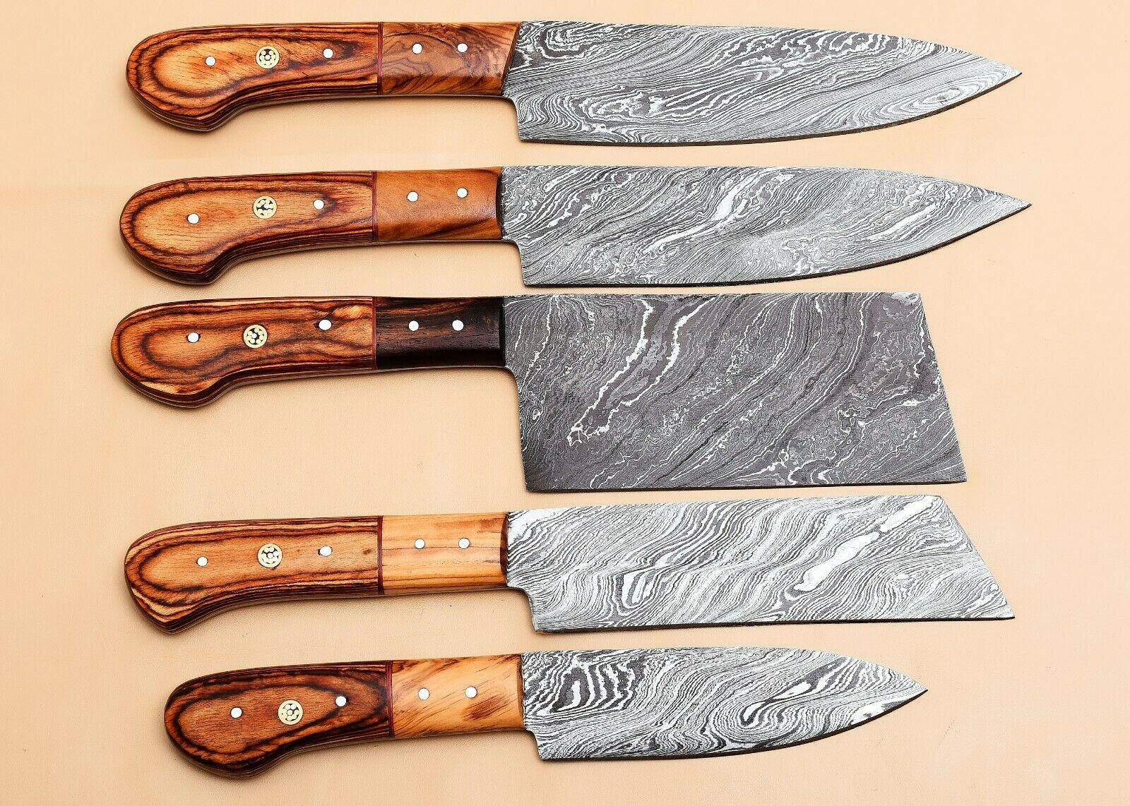 Luxury Handmade Damascus Kitchen Knife Collection  5Piece Set 1