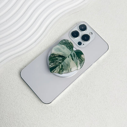 Magnetic Plant Leaf Folding Mobile Phone Grip Holder Socket, Pocket Support for Magsafe iPhone, Samsung Mac Safe