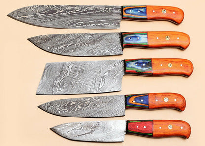 Culinary Masterpiece  Handmade Damascus 5Piece Knife Set 1