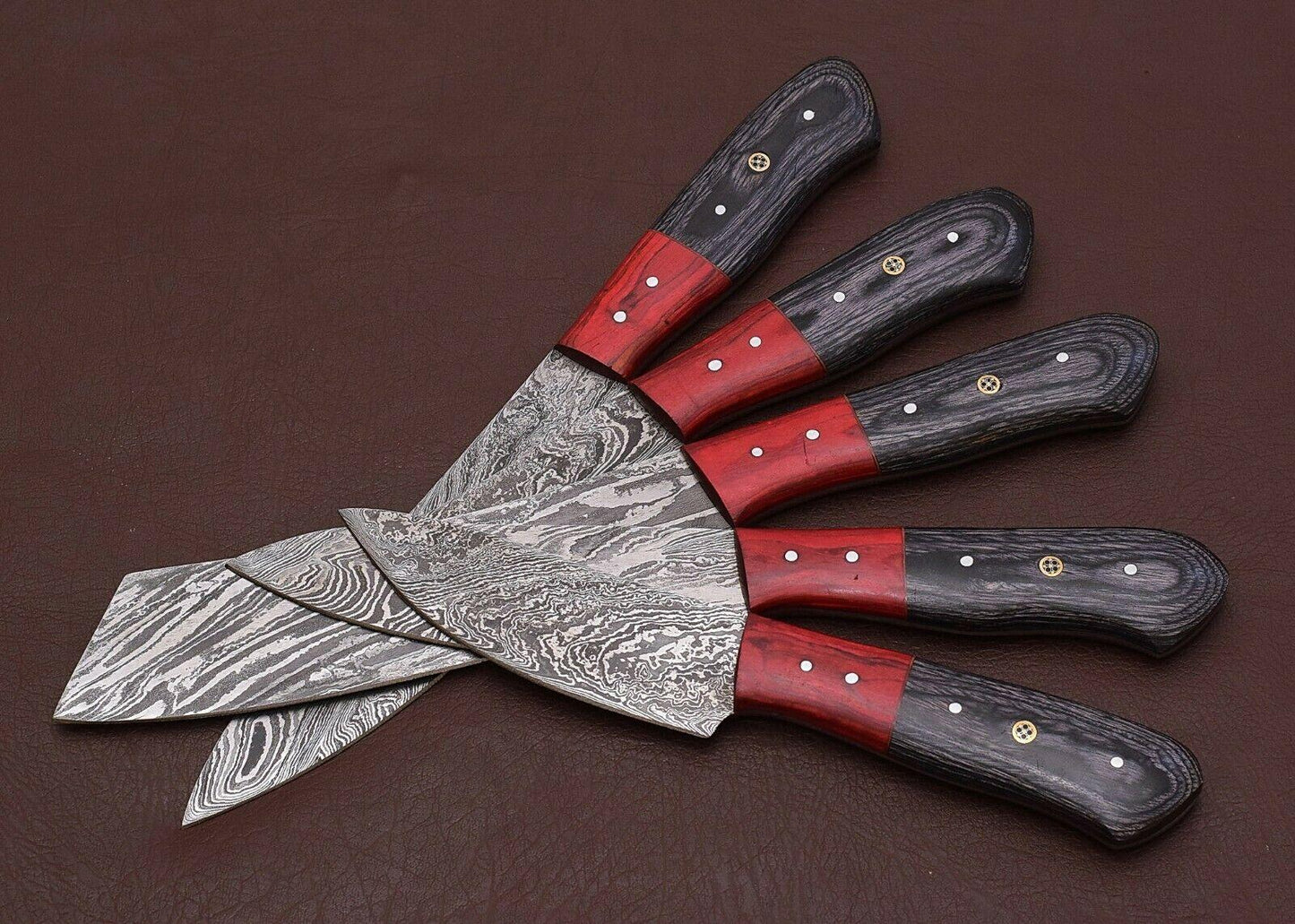 Professional Chef Damascus Steel Knife Set Of 5  Handmade Quality 1