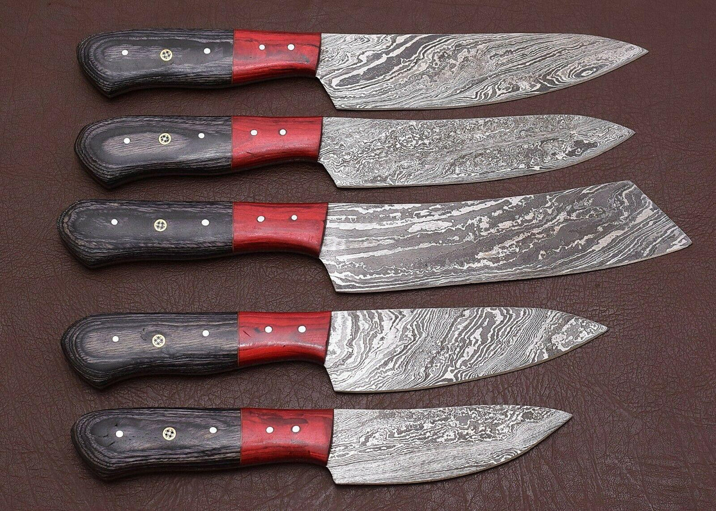 Professional Chef Damascus Steel Knife Set Of 5  Handmade Quality 2