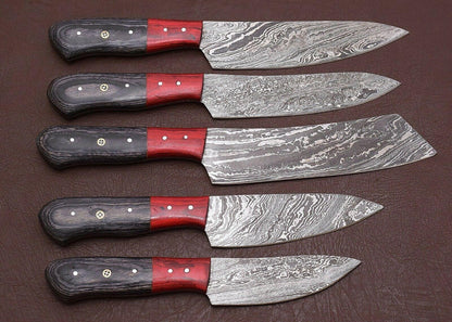 Professional Chef Damascus Steel Knife Set Of 5  Handmade Quality 2