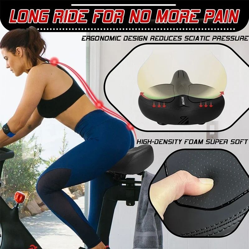 Oversized Bicycle Saddle with Shock Absorption and Soft Seat Cushion