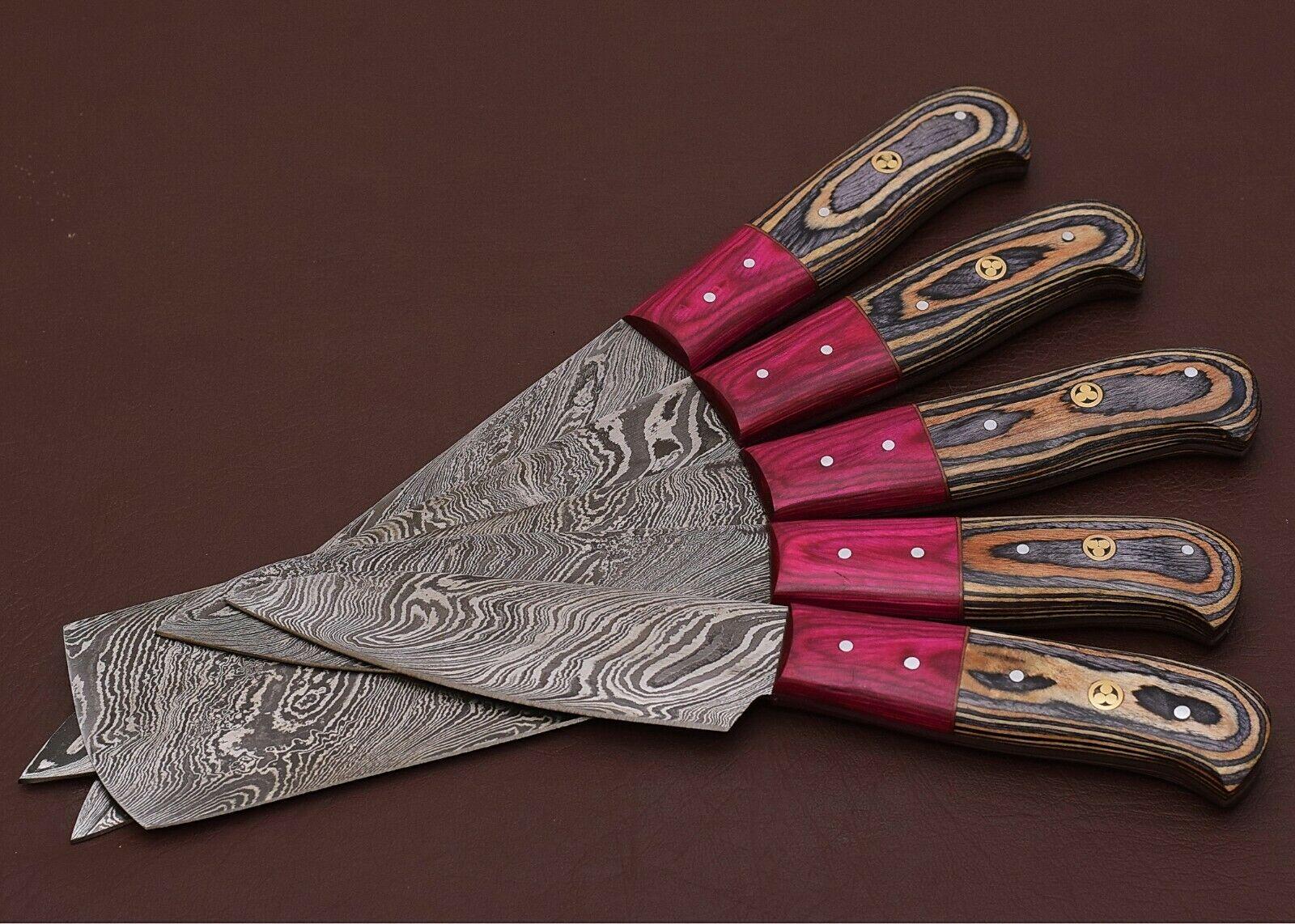 Timeless Craftsmanship  Damascus Steel Chef Knife Set With Wooden Handle 2
