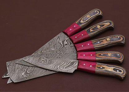 Timeless Craftsmanship  Damascus Steel Chef Knife Set With Wooden Handle 2