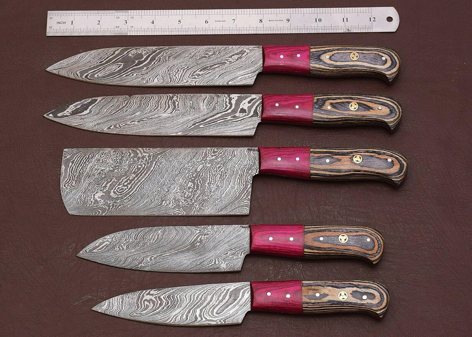 Timeless Craftsmanship  Damascus Steel Chef Knife Set With Wooden Handle 1