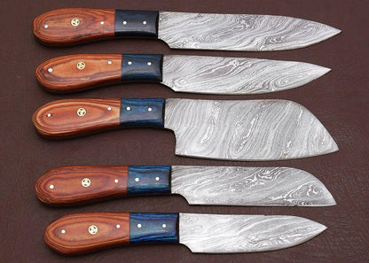 Premium Damascus Steel Knives – 5-Piece Chef Set for Kitchen Experts