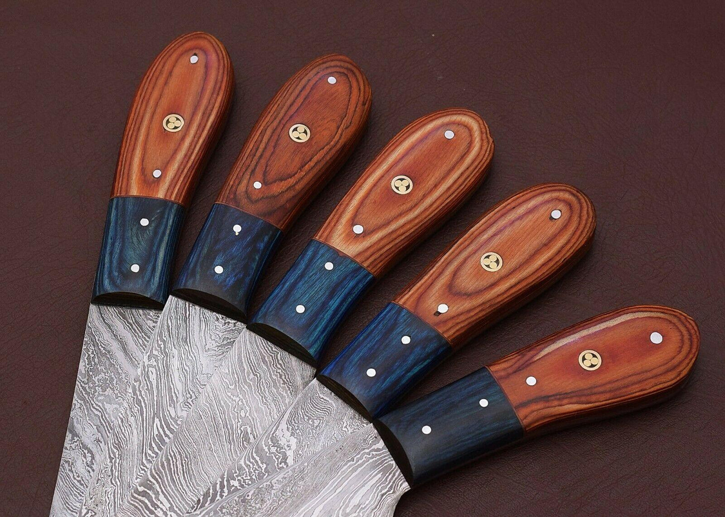 Premium Damascus Steel Knives  5Piece Chef Set For Kitchen Experts 1
