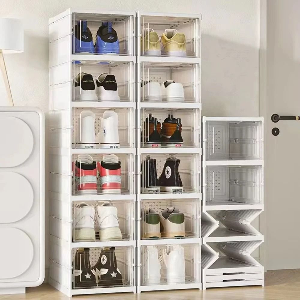 Foldable Transparent Shoe Storage Box Organizer Stackable  Dustproof 1