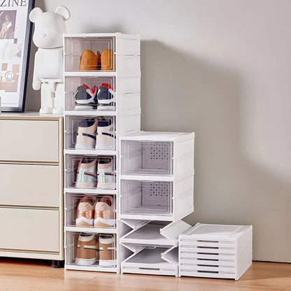 Foldable Transparent Shoe Storage Box Organizer Stackable  Dustproof 2