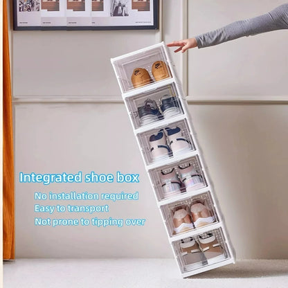 Foldable Transparent Shoe Storage Box Organizer Stackable  Dustproof 4
