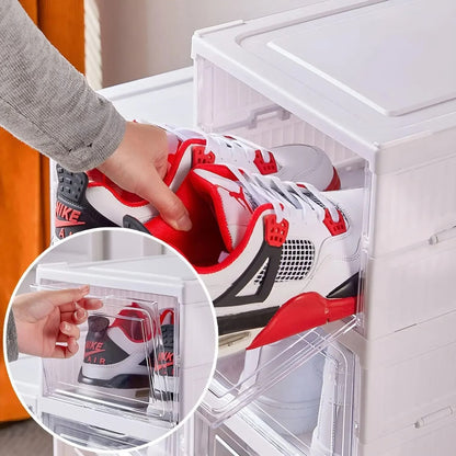 Foldable Transparent Shoe Storage Box Organizer Stackable  Dustproof 5