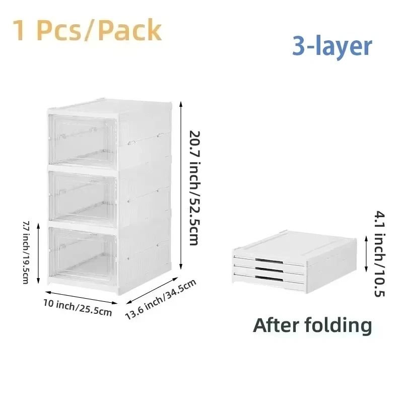 Foldable Transparent Shoe Storage Box Organizer Stackable  Dustproof 7