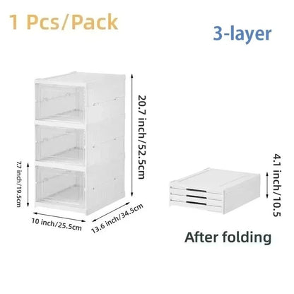 Foldable Transparent Shoe Storage Box Organizer Stackable  Dustproof 7