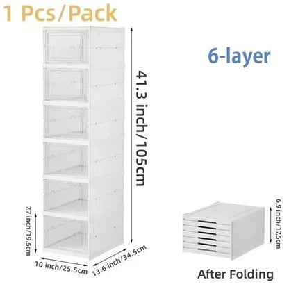 Foldable Transparent Shoe Storage Box Organizer Stackable  Dustproof 8