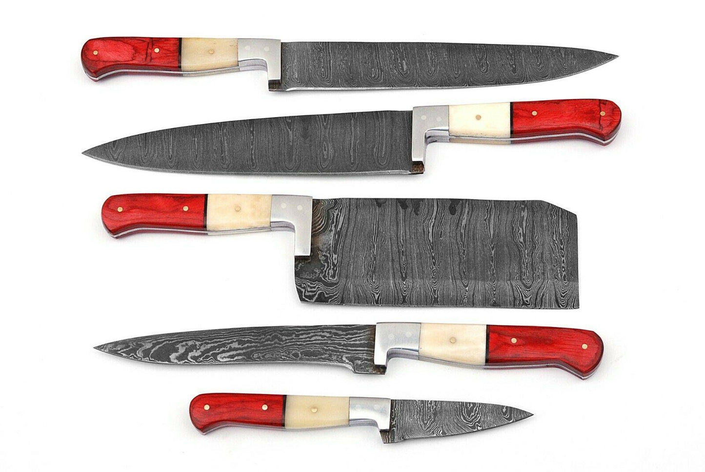 Handmade Damascus Steel Chef Knife Set  Professional Kitchen Knives 1