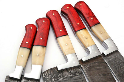Handmade Damascus Steel Chef Knife Set  Professional Kitchen Knives 2