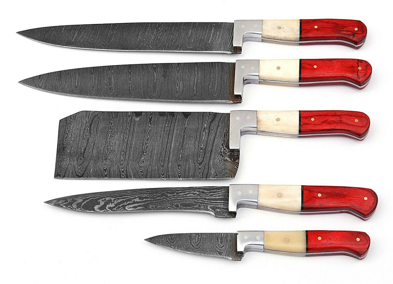 Handmade Damascus Steel Chef Knife Set  Professional Kitchen Knives 3