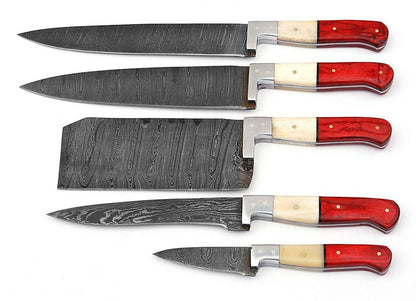 Handmade Damascus Steel Chef Knife Set  Professional Kitchen Knives 3