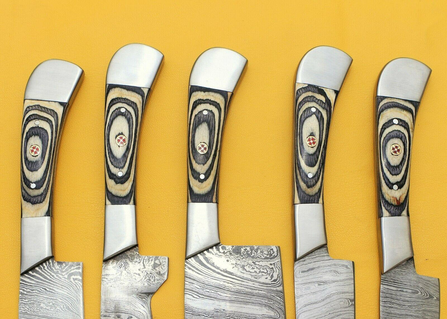 Handmade Damascus Chef Kitchen 5Piece Knife Set With Pakka Wood Handle 3