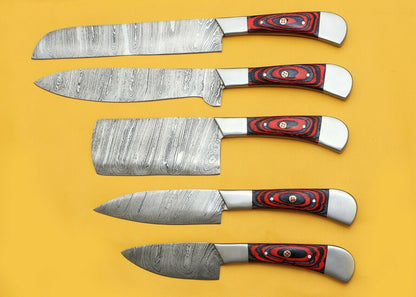 Premium Damascus Chef Knives Set With Pakka Wood Handle 1