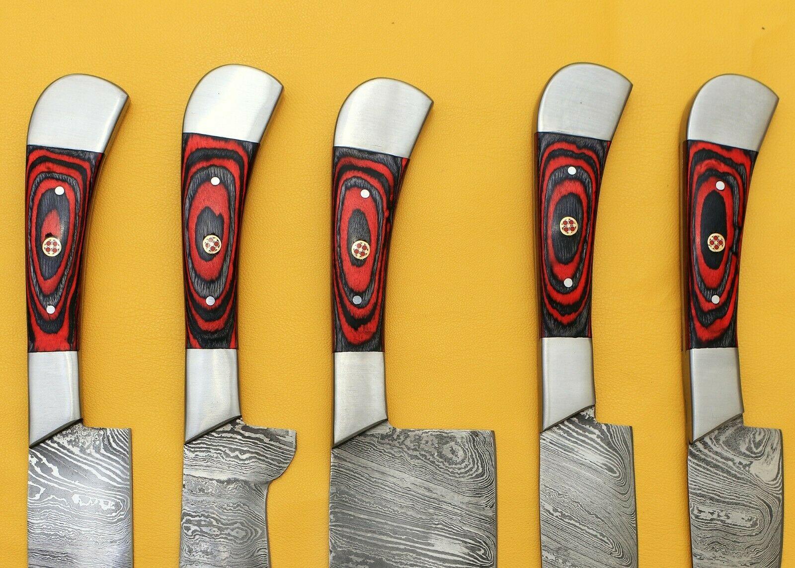 Premium Damascus Chef Knives Set With Pakka Wood Handle 2