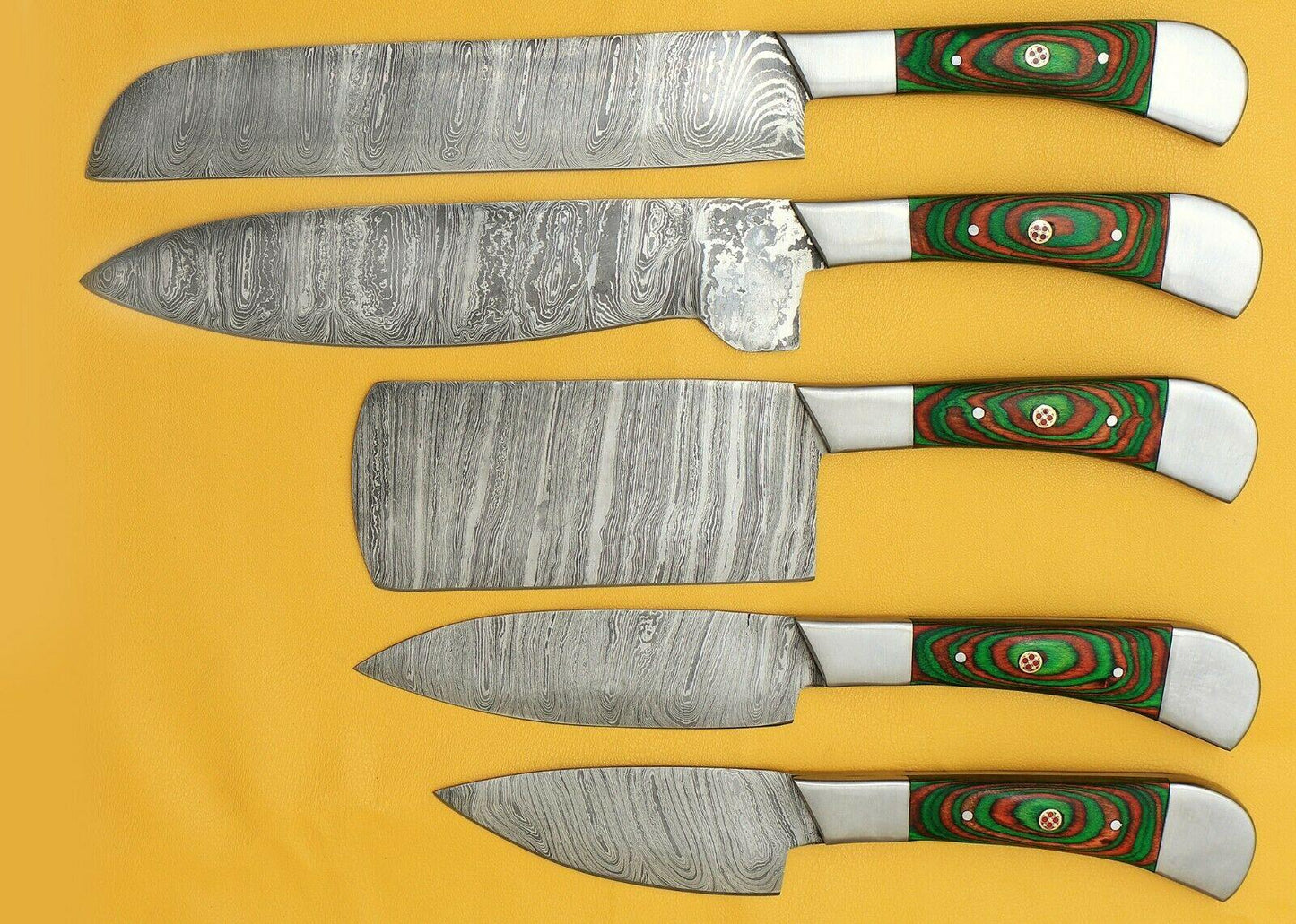 5Piece Handmade Damascus Chef Knife Set  Kitchen Cutlery 3