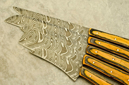 Handmade Damascus Steel Chef Knife 5Piece Kitchen Set  Wood Handle 2