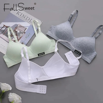FallSweet Women's Wireless Bra, Seamless Comfort Bra, V-Shaped Gathering, Everyday T-Shirt Bra