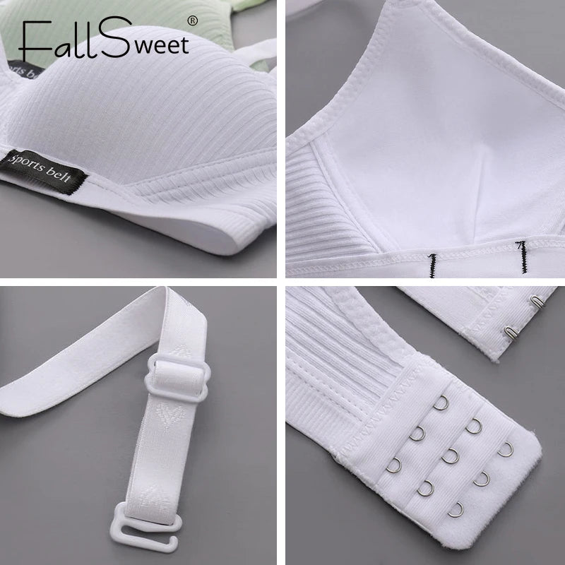 FallSweet Women's Wireless Bra, Seamless Comfort Bra, V-Shaped Gathering, Everyday T-Shirt Bra