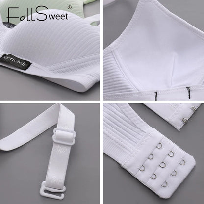 FallSweet Women's Wireless Bra, Seamless Comfort Bra, V-Shaped Gathering, Everyday T-Shirt Bra