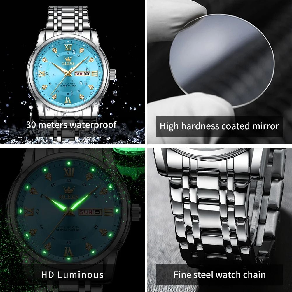 Diamond Accent Quartz Watch With Dual Calendar And Roman Dial 3