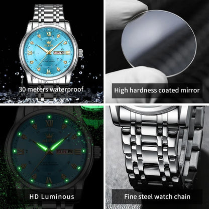 Diamond Accent Quartz Watch With Dual Calendar And Roman Dial 3
